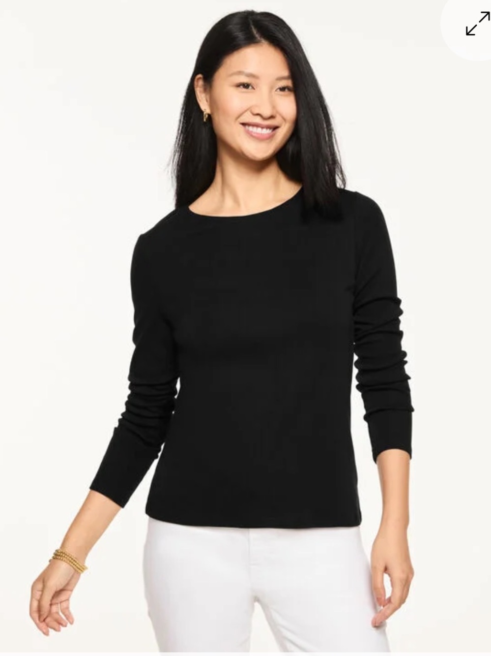 Talbots Pure Merino Wool Black Crewneck Sweater Long Sleeve Size S